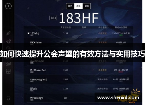 如何快速提升公会声望的有效方法与实用技巧